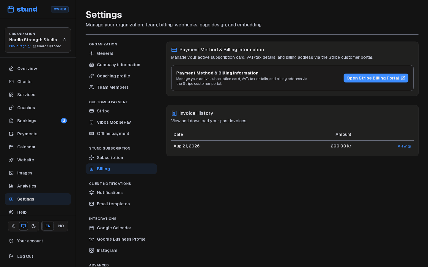 The Payments settings page with the Connect Mollie card.