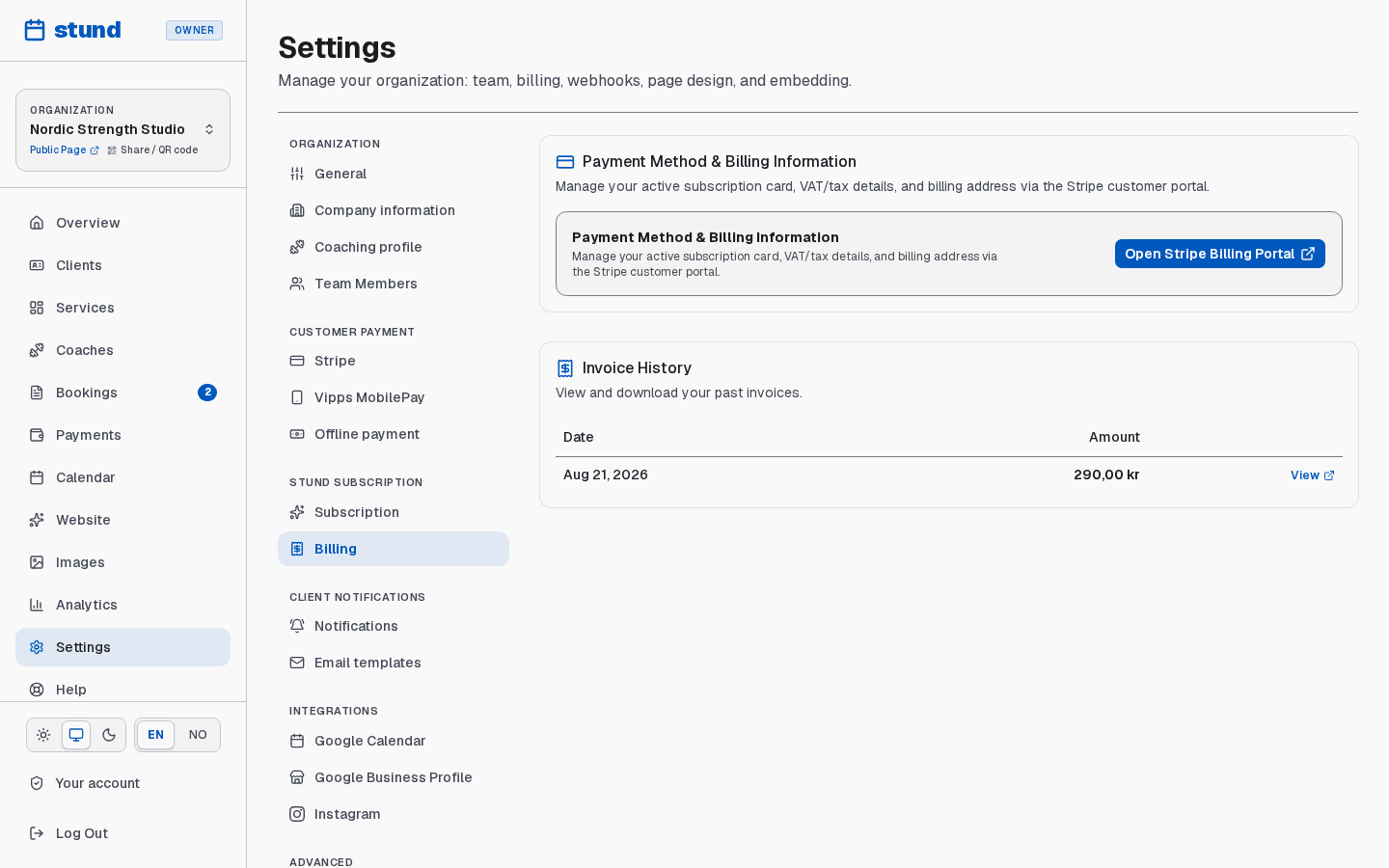 The Payments settings page with the Connect Mollie card.